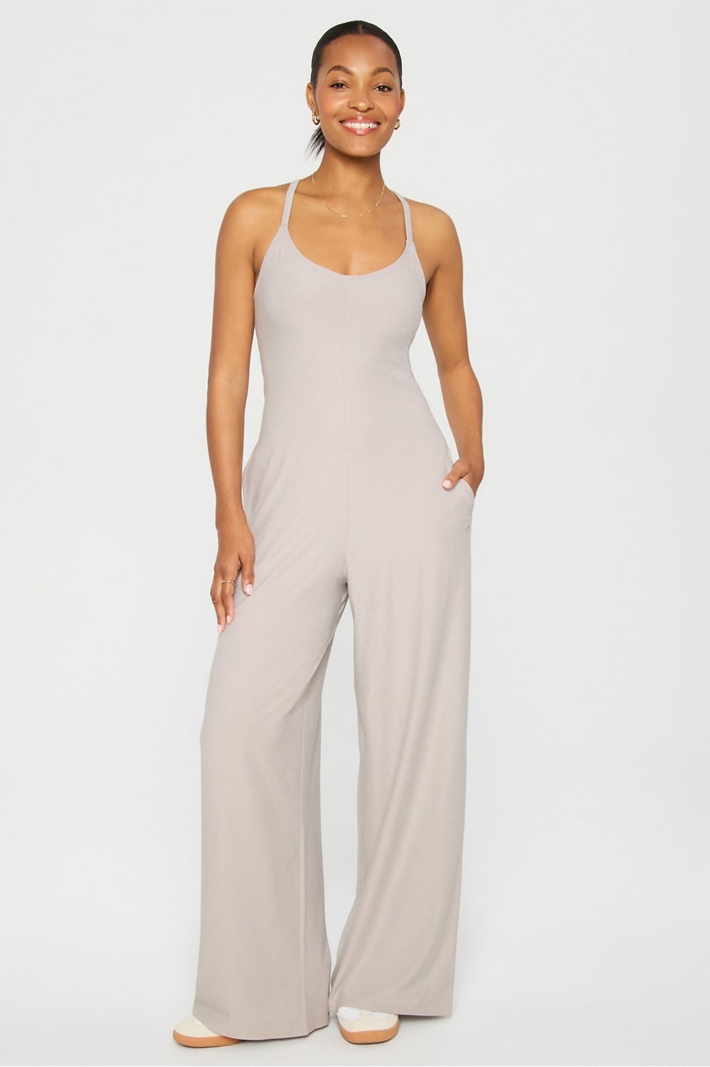 CLOUD JERSEY WIDE LEG ONESIE