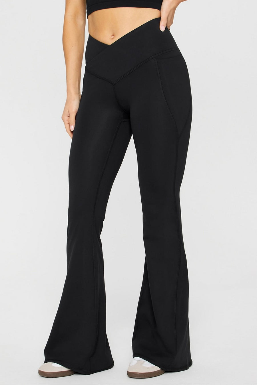 OASIS HIGH-WAISTED CROSSOVER FLARE - SHORT
